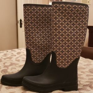 Navy & Cream Tory Burch Rain Boots Size 8